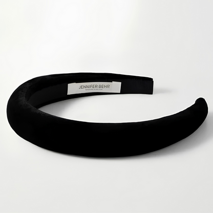 Jennifer Behr Tori Velvet Headband – Black Silk Velvet Hair Band, One Size