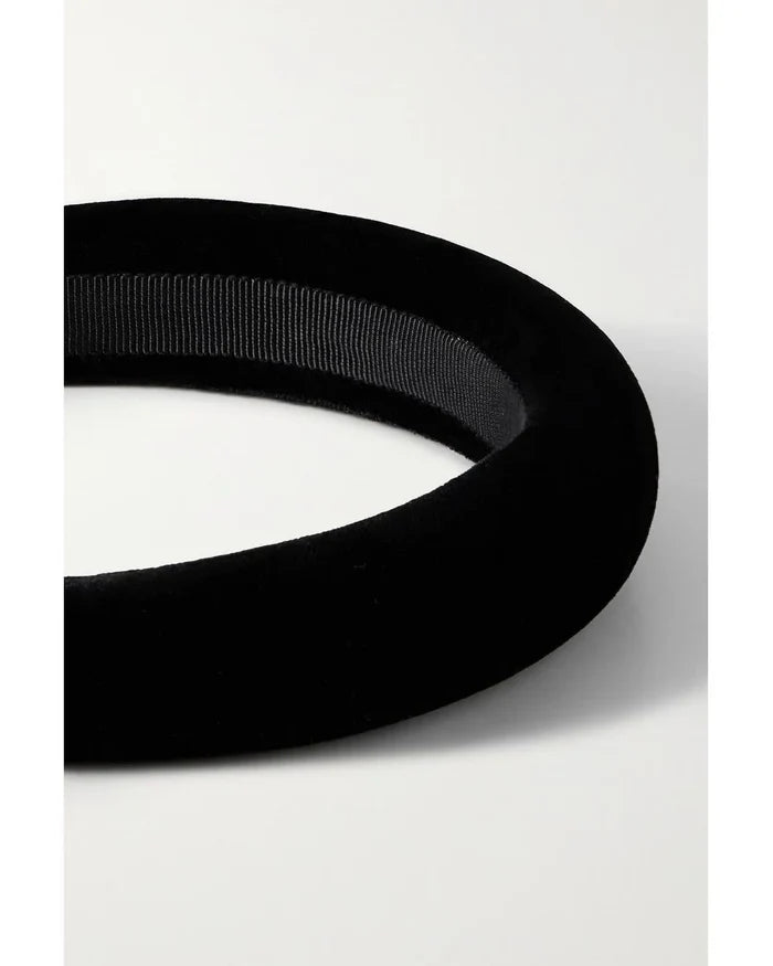 Jennifer Behr Tori Velvet Headband – Black Silk Velvet Hair Band, One Size