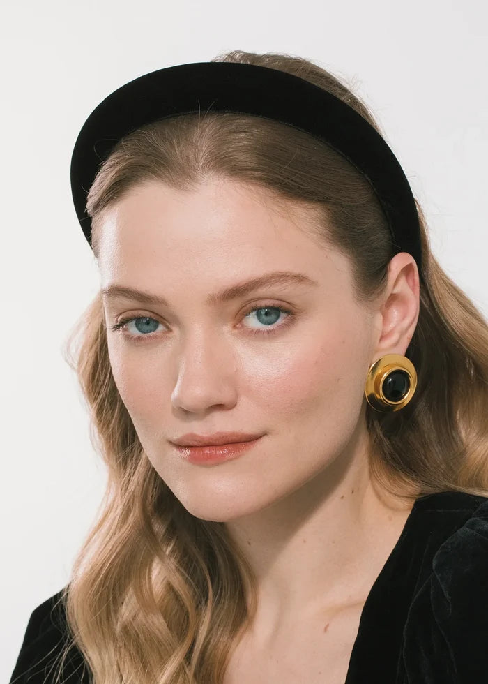 Jennifer Behr Tori Velvet Headband – Black Silk Velvet Hair Band, One Size