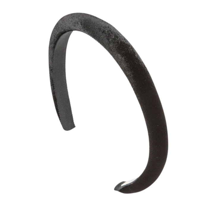 Jennifer Behr Velvet Tiana Headband – Black Silk Velvet Padded Design, One Size