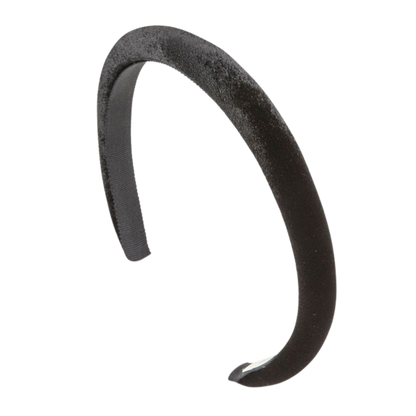 Jennifer Behr Velvet Tiana Headband – Black Silk Velvet Padded Design, One Size