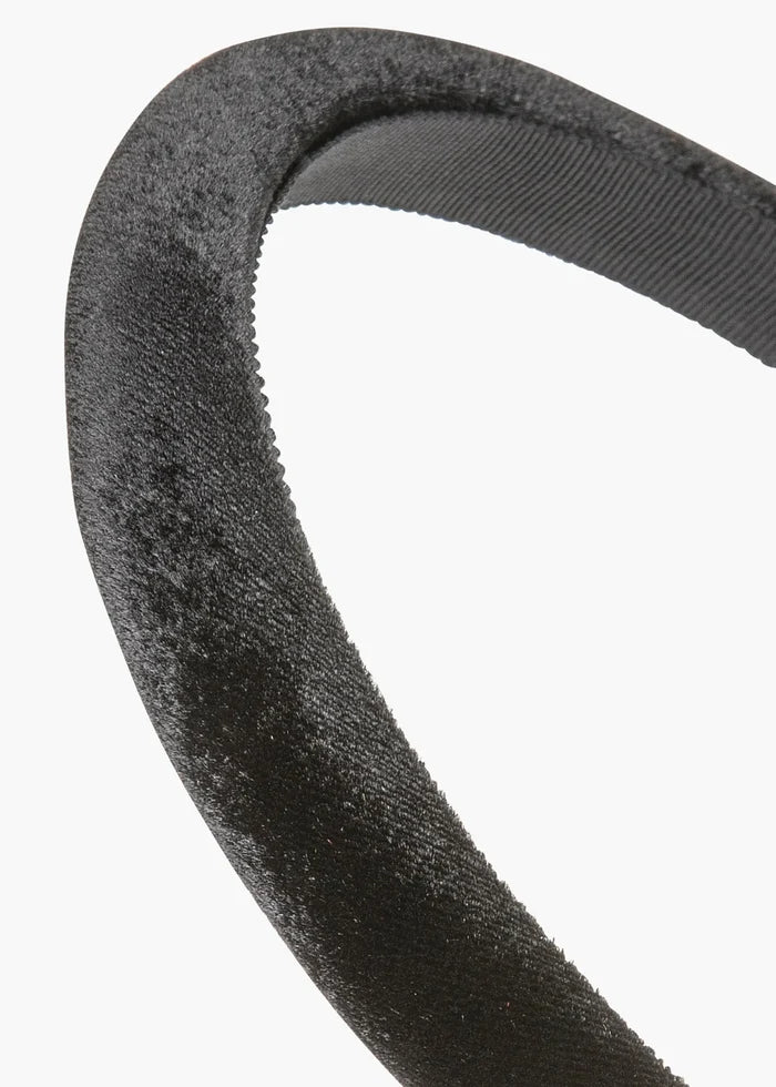 Jennifer Behr Velvet Tiana Headband – Black Silk Velvet Padded Design, One Size