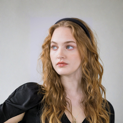 Jennifer Behr Velvet Tiana Headband – Black Silk Velvet Padded Design, One Size
