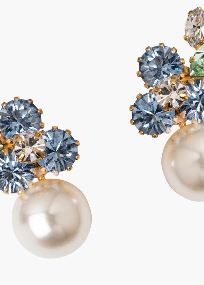Jennifer Behr Vivi Gold Drop Earrings – Bluebell Crystal Floral Pearl Earrings, One Size