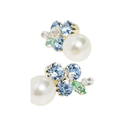 Jennifer Behr Vivi Gold Drop Earrings – Bluebell Crystal Floral Pearl Earrings, One Size
