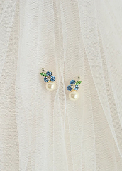 Jennifer Behr Vivi Gold Drop Earrings – Bluebell Crystal Floral Pearl Earrings, One Size