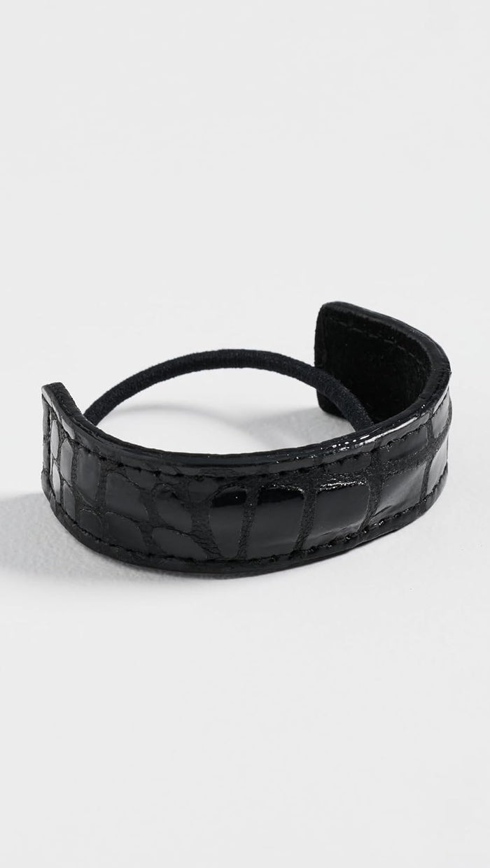 Jennifer Behr Women's Mini Leather Pony Wrap, Black Croc, One Size
