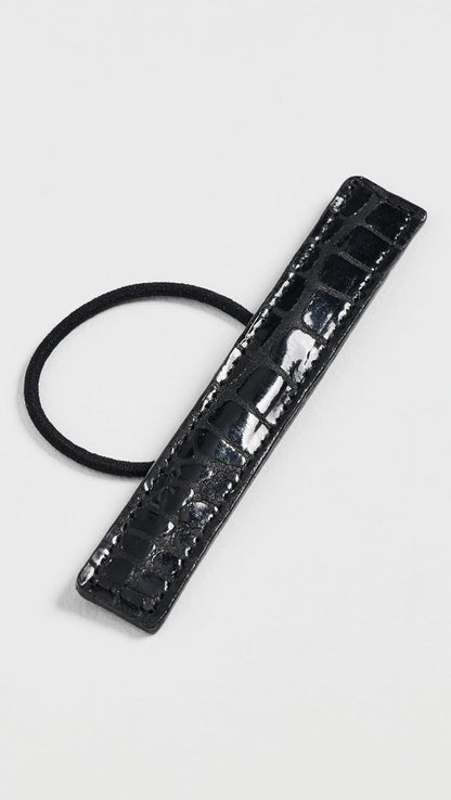 Jennifer Behr Women's Mini Leather Pony Wrap, Black Croc, One Size