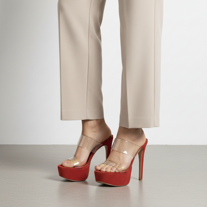Kaila Platform Mule Red Vinyl