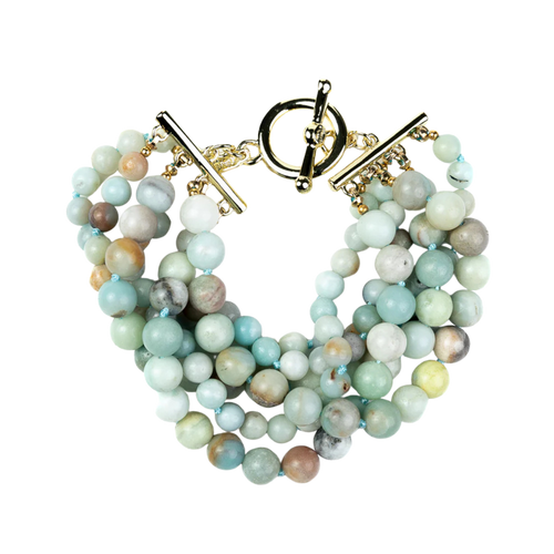 Kenneth Jay Lane  Amazonite Beaded Toggle Bracelet