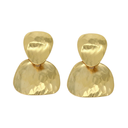 Kenneth Jay Lane Gold Double Hammered Drop Clip Earring