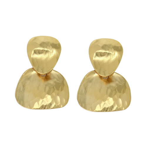 Kenneth Jay Lane Gold Double Hammered Drop Clip Earring
