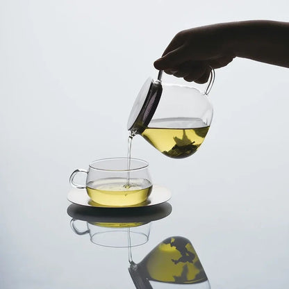 Kinto One Touch Teapot 460ml Heat Resistant Glass Teapot with Built-In Strainer