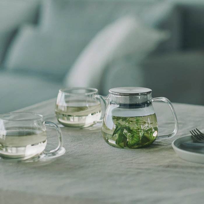 Kinto One Touch Teapot 460ml Heat Resistant Glass Teapot with Built-In Strainer