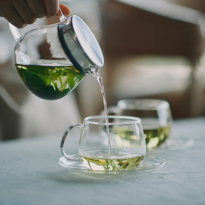 Kinto One Touch Teapot 460ml Heat Resistant Glass Teapot with Built-In Strainer