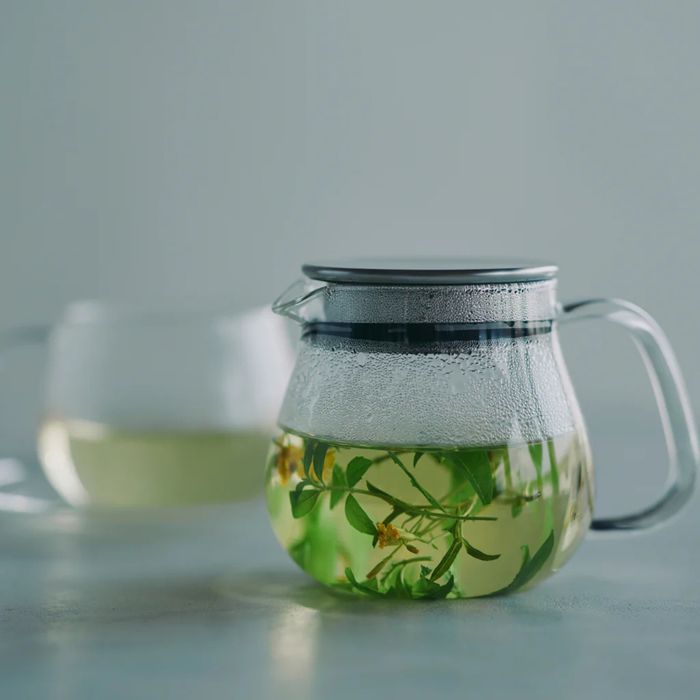 Kinto One Touch Teapot 460ml Heat Resistant Glass Teapot with Built-In Strainer