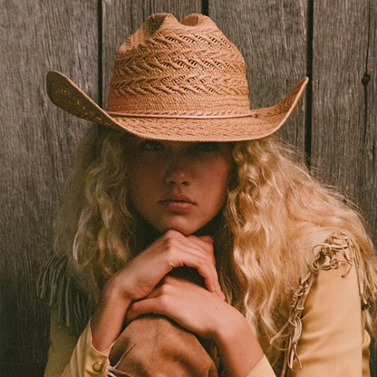 Lack of Color Dakota Chevron Weave Wide Brim Cowboy Hat - Teak - Medium