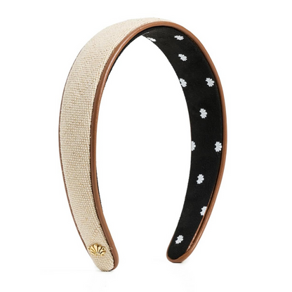 Lele Sadoughi Women's Bessette Faux Leather Trim Headband, Tan, 1 Count