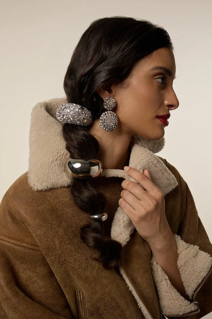 LELET NYC Glossy Pony Cuff – Silver Hair Cuff for Modern, Sleek Styles