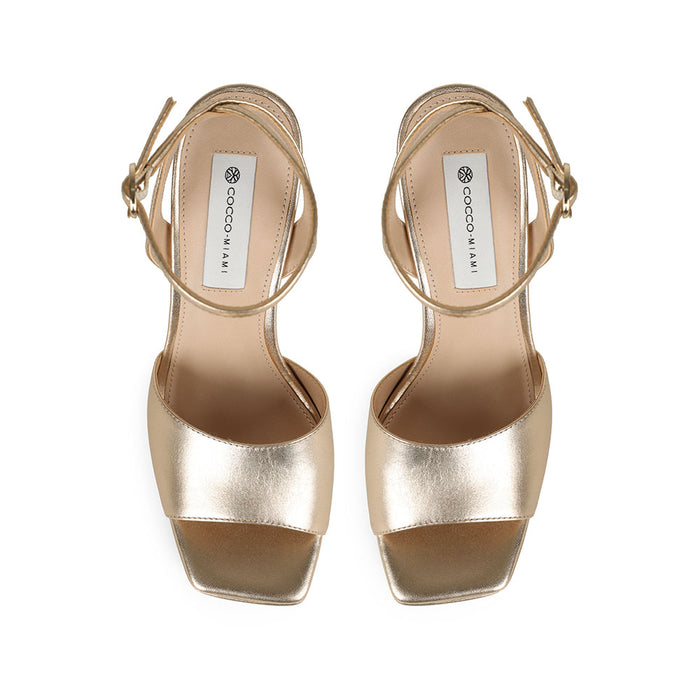 Lizzie Platform Sandal Leather Gold, view 4