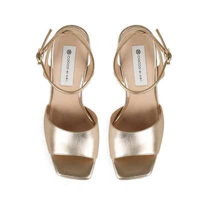 Lizzie Platform Sandal Leather Gold, view 4