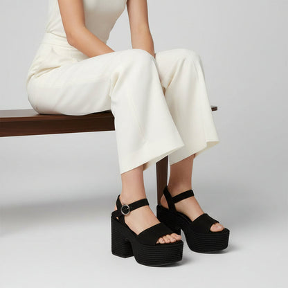 Lorena Rope Platform Sandal Black Suede, view 2