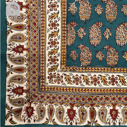 Maison Paisley Green Tablecloth, 2.5'x2.5'