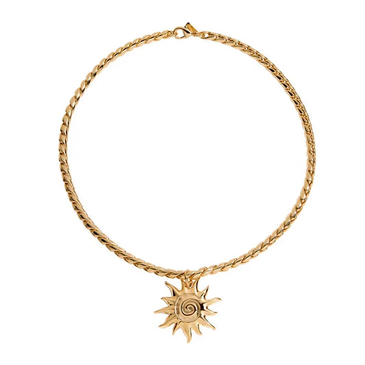 Martha Calvo Women's Sol Necklace – 14KT Gold-Plated Sun Pendant Necklace, 16"