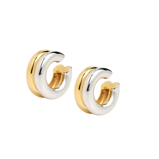 Martha Calvo Women's Two Tone Double Ear Cuff – 14KT Gold-Plated & Rhodium-Plated Ear Cuff, One Size