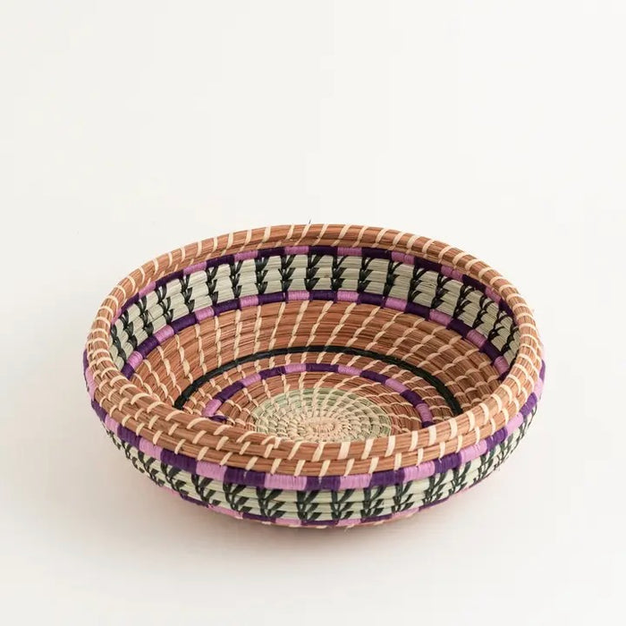 Mayan Hands - Aurora Pine Needle Basket with Yarn Accents
