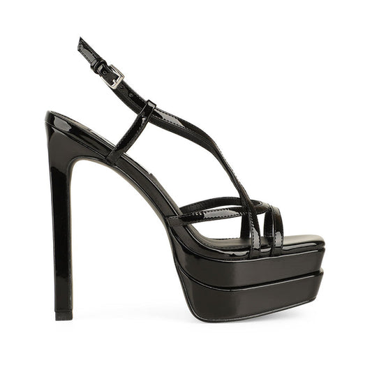 Megy Platform Sandal Black Patent Leather