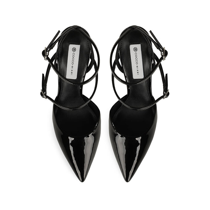 Miranda Slingback Pumps Black Patent Leather, view 4