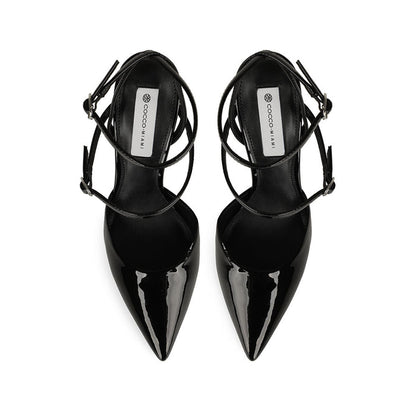 Miranda Slingback Pumps Black Patent Leather, view 4