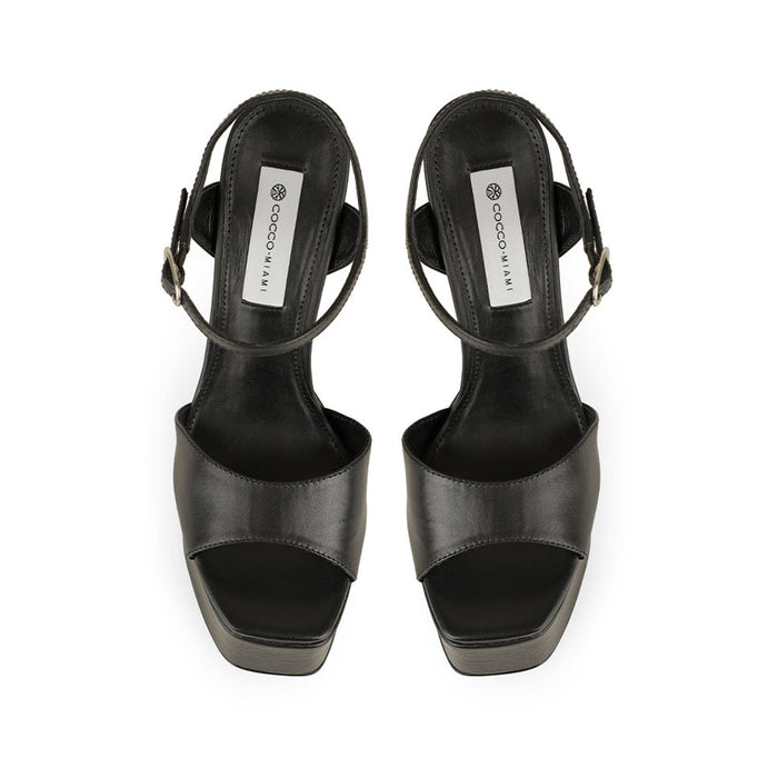 Nora Platform Sandal Leather Black, view 4