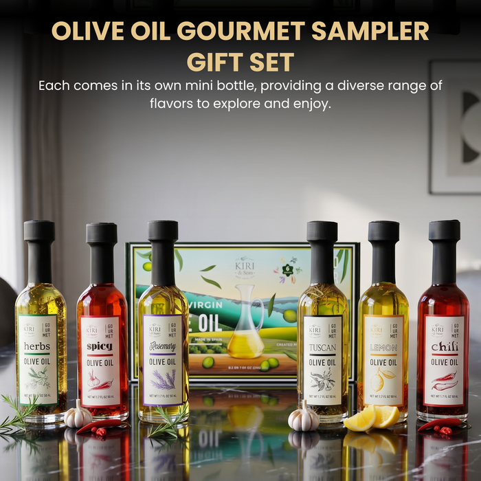 Olive Oil Gourmet Sampler Gift Set of 6 - Premium Extra-Virgin Blend Olive Oil Made In Spain
