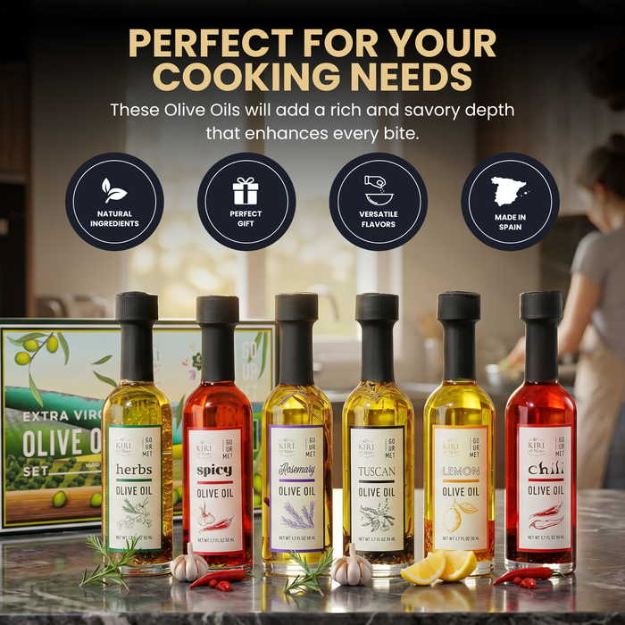 Olive Oil Gourmet Sampler Gift Set of 6 - Premium Extra-Virgin Blend Olive Oil Made In Spain