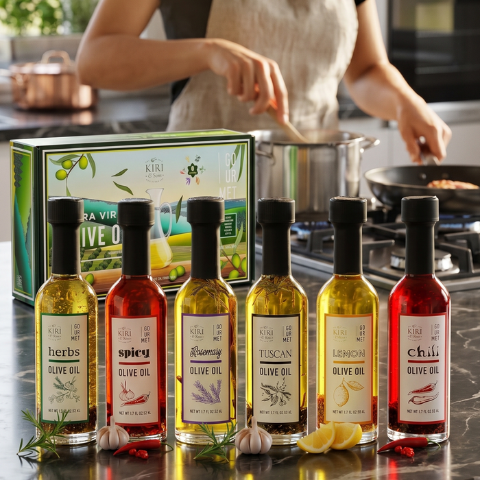 Olive Oil Gourmet Sampler Gift Set of 6 - Premium Extra-Virgin Blend Olive Oil Made In Spain