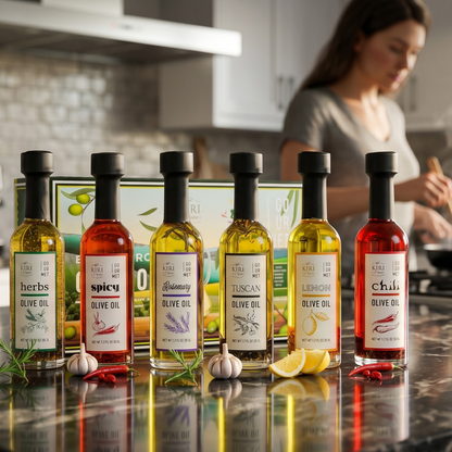 Olive Oil Gourmet Sampler Gift Set of 6 - Premium Extra-Virgin Blend Olive Oil Made In Spain