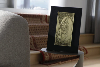 Persian Muse, Hand-Etched Brass Tableau (Leather Frame) Faranam
