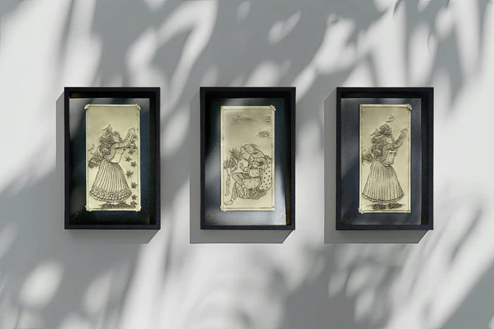Echoes of the Harem, Hand-Etched Brass Tableau (Leather Frame) Faranam