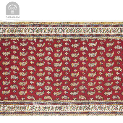 Red Ruby Runner, Rectangular Cotton Tablecloth, Handmade Faranam