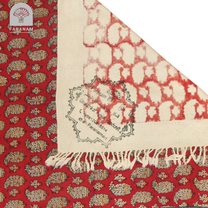 Red Ruby Runner, Rectangular Cotton Tablecloth, Handmade Faranam