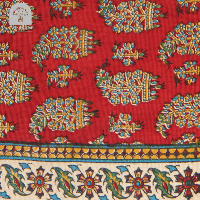 Red Ruby Runner, Rectangular Cotton Tablecloth, Handmade Faranam