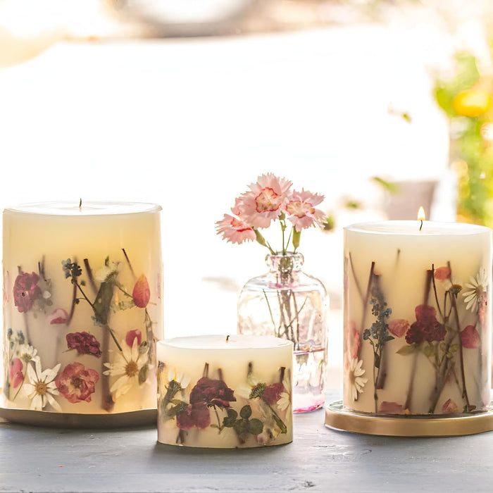 Rosy Rings Apricot Rose Round Botanical Candle (Small)