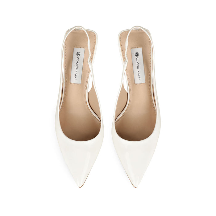 Salem Slingback Pump White Patent Leather, view 4