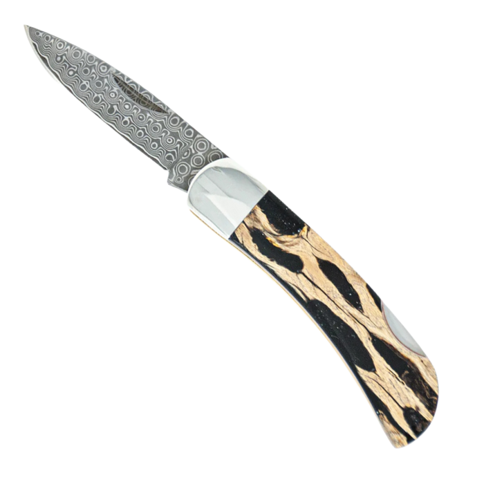 Santa Fe Stoneworks Natural Stabilized Cholla Cactus - Damascus 3 Lockback with 2 1/4 blade