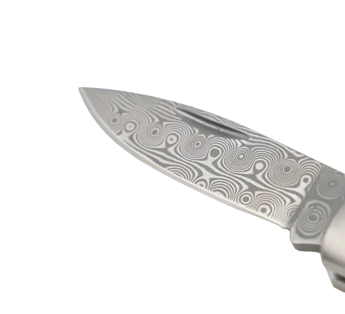 Santa Fe Stoneworks Titanium Damascus Collection Vein Turquoise 3" Lockback Pocket Knife