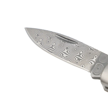 Santa Fe Stoneworks Titanium Damascus Collection Vein Turquoise 3" Lockback Pocket Knife