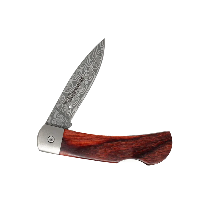 Santa Fe Stoneworks Titanium Damascus Collection Vein Turquoise 3" Lockback Pocket Knife
