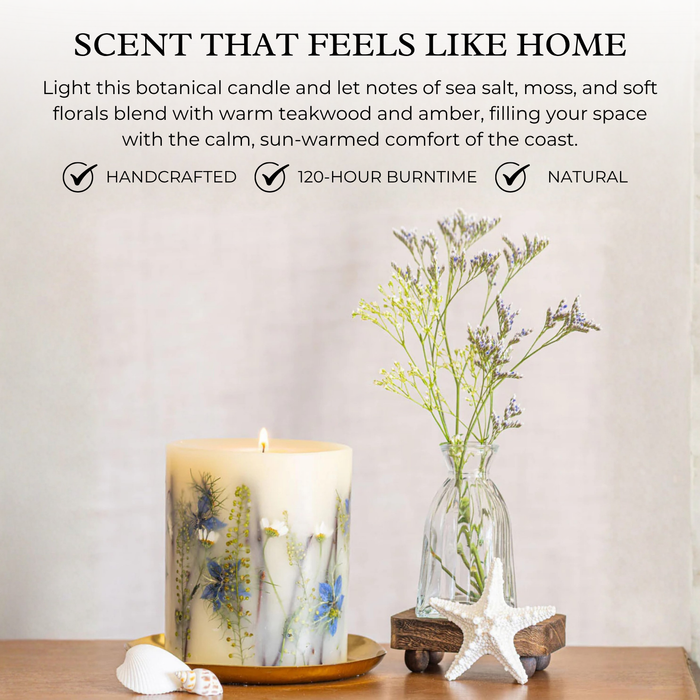 Sea Salt Mist Accent Botanical Candle, Single Piece, 4.5 x 5.5 Inch